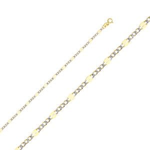 14K 2T Stamped Figaro 3+1 WP Chain