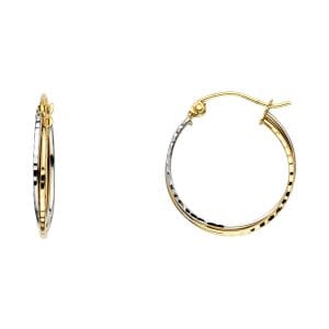 14K 2T DC 2 Line Hollow Hoop Earrings