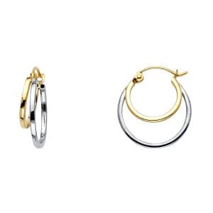 14K 2T 2 Line Hollow Hoop Earrings