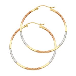 14K 3C Square Tube Hoop Earrings