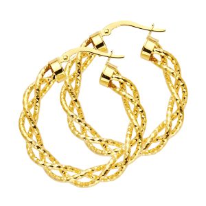 14KY Braided Hollow Hoop Earrings