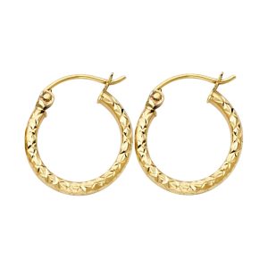 14KY Silk DC Round Tube Hoop Earrings
