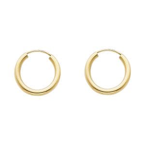 14KY Round Tube Polished Endless Hoop Earrings S2
