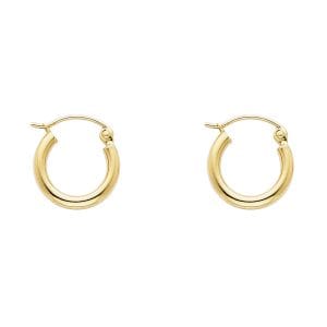 14KY Round Tube Polished Hoop Earrings