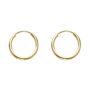 14KY 1.2mm Round Tube Polished Endless Hoop Earrings