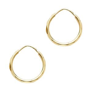 14KY Faceted Round Tube Hoop Earrings