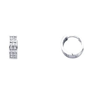 14KW Double CZ Huggies Earrings S1