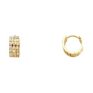 14KY Triple CZ Huggies Earrings S1