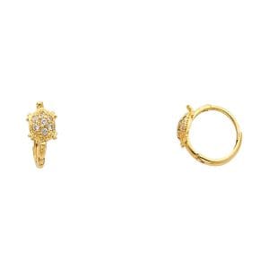 14KY Turtle CZ Huggies Earrings