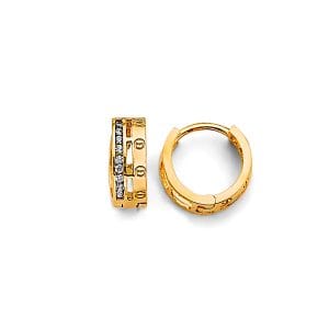 14KY CZ Huggies Earrings S47