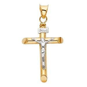 14K 2T Hollow Polish Crucifix