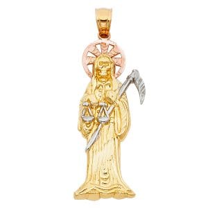 14K 3C Santa Muerte Pendant S1