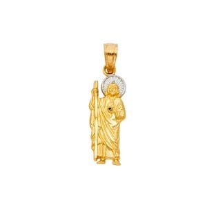 14K 2T San Judas Pendant with Yellow and White Gold Crown