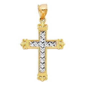 14K 2T Design Cross Pendant S1
