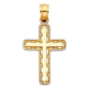 14K 2T Design Cross Pendant S3