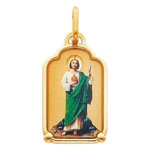 14KY San Judas Picture Pendant Whole Body