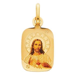 14KY SAC Red Heart of Jesus Picture Pendant S2