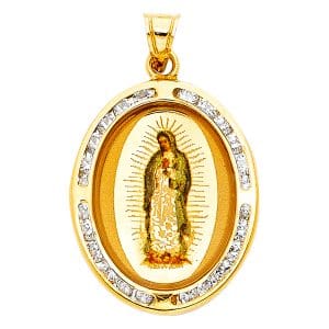 14KY CZ Virgin De Guadalupe Picture Pendant S1