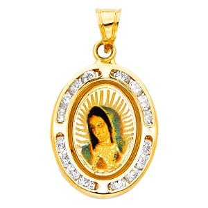 14KY CZ Virgin De Guadalupe Picture Pendant S2