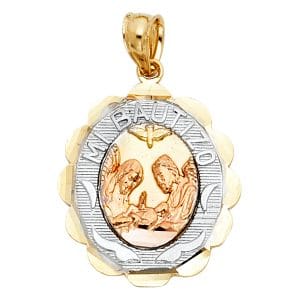 14K 3C Mi Bautizo Pendant Oval Big