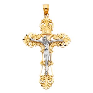 14K 2T Crucifix Pendant S9