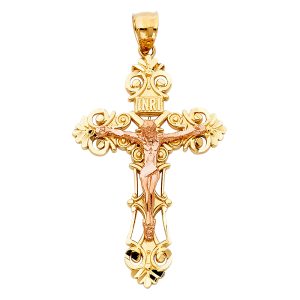 14K 2T Crucifix Pendant S11