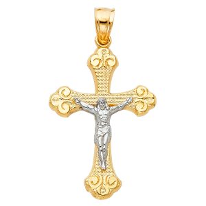 14K 2T Crucifix Pendant S14