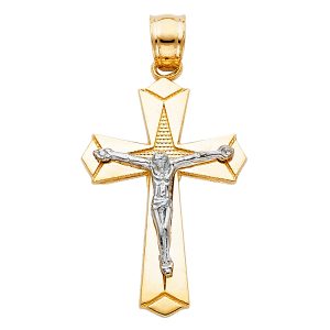 14K 2T Crucifix Pendant S16