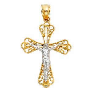 14K 2T Crucifix Pendant S17