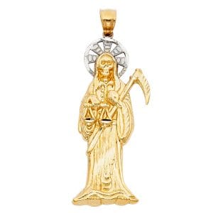 14K 2T Santa Muerte Pendant S2