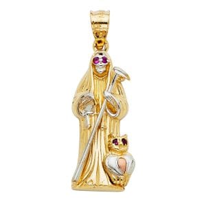 14K 2T Santa Muerte Pendant S3