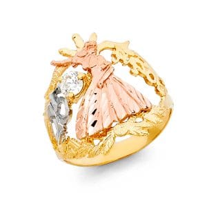 14K 3C 15 Years Ring  S22