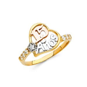 14K 3C 15 Years CZ Ring  S5