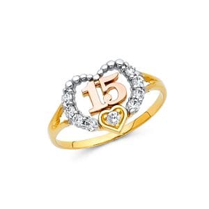 14K 3C 15 Years CZ Ring S2