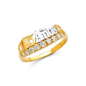 14K 2T 15 Years CZ Ring  S6