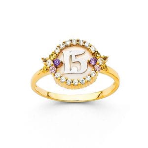 14K 2T 15 Years CZ Ring  S4