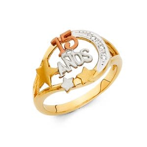 14K 3C 15 Years Ring S12