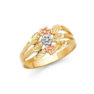 14K 3C Fancy Flower Ring S1