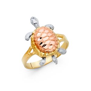14K 3C Fancy Turtle Ring