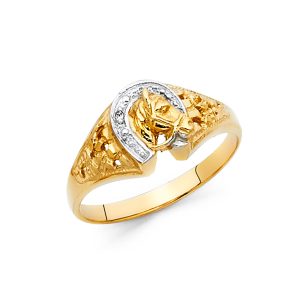 14K 2T Lucky Horse Shoe Ring S2