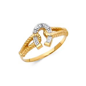 14K 2T Lucky Horse Shoe Ring S1