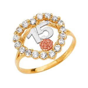 14K 3C 15 Years CZ Heart Ring S2