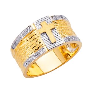 14K 2T Lord's Prayer's CZ Ring