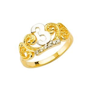 14K 2T 3Years Old Baby CZ Crown Ring S2
