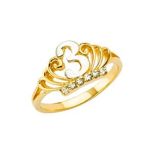 14K 2T 3Years Old Baby CZ Crown Ring S1