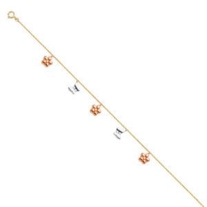 14K 3C Hanging Charm Bracelet  S1