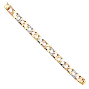 14K 3C Nugget Square Cuban Link Bracelet