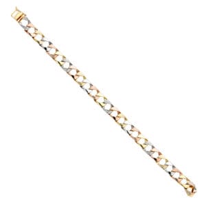 14K 3C Fancy Cuban Link Bracelet
