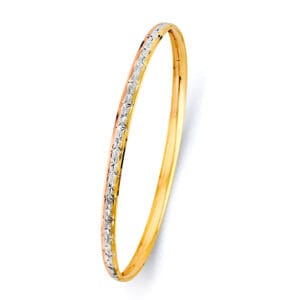 14K 3C Concave Half Dome Solid Bangle S2
