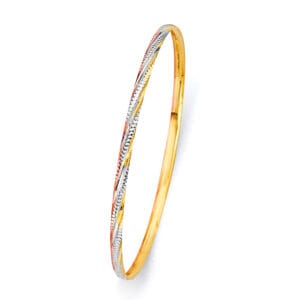14K 3C Concave Half Dome Solid Bangle S1